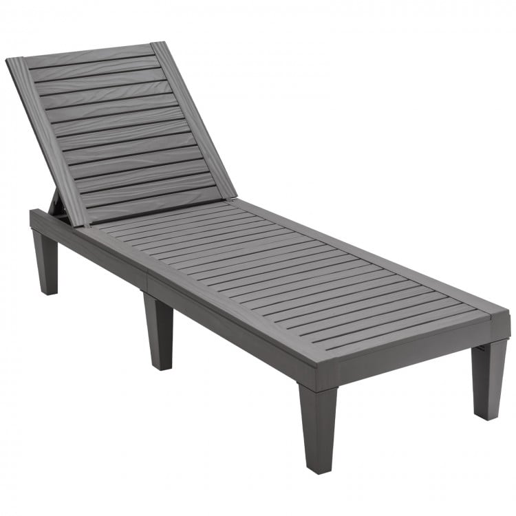 Outdoor Chaise Lounge Chair with 5 Positions Adjustable Backrest-Grey