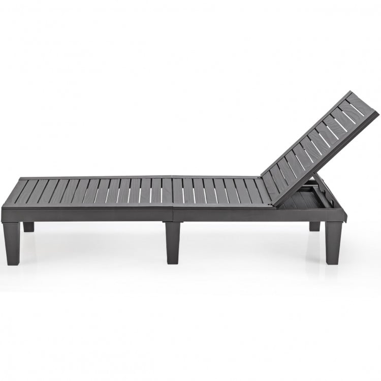 Outdoor Chaise Lounge Chair with 5 Positions Adjustable Backrest-Grey