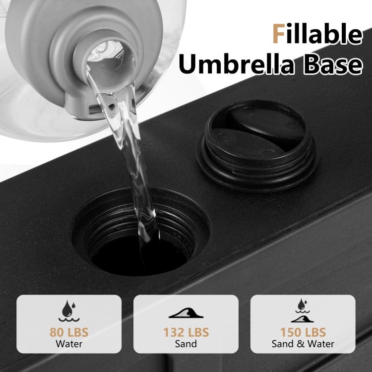 Outdoor Fillable Umbrella Base with Wheels Water Sand Weighted Umbrella Stand
