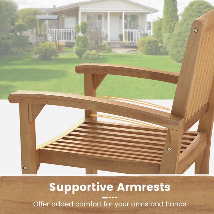 Outdoor Patio Chair with Slatted Seat and Curved Seat