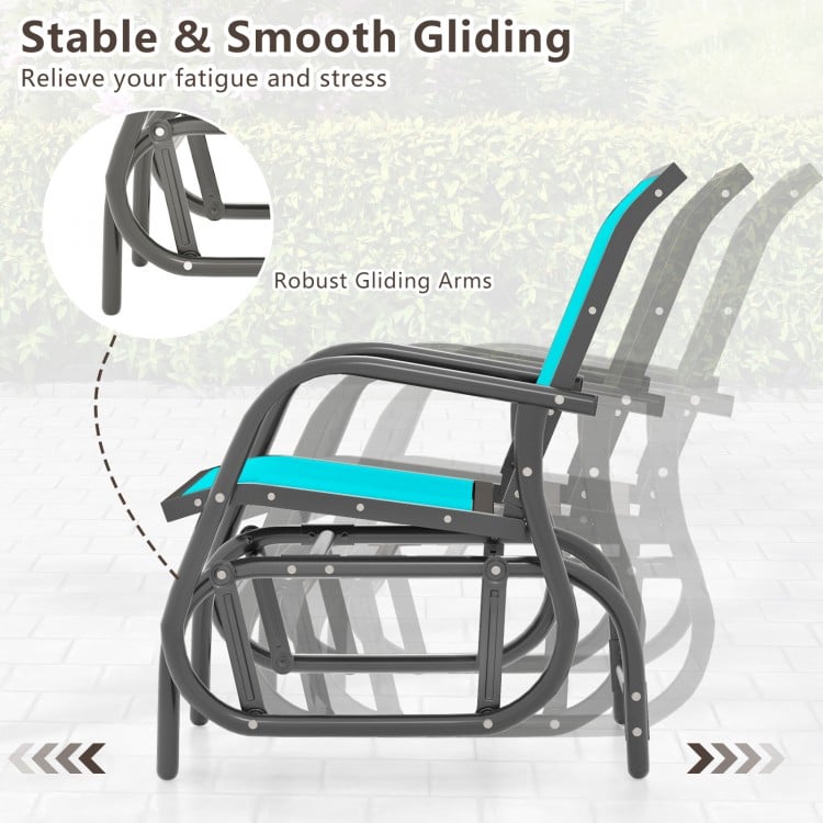 Outdoor Single Swing Glider Rocking Chair with Armrest-Turquoise