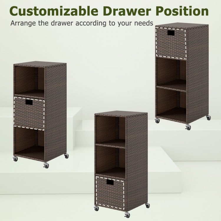 Outdoor Storage Cabinet with Drawer and 3 Shelves for Backyard