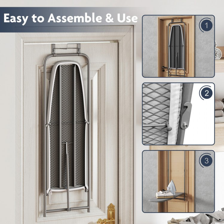 Over-the-Door Ironing Board, Space-Saving Foldable Metal Hanging Ironing Board