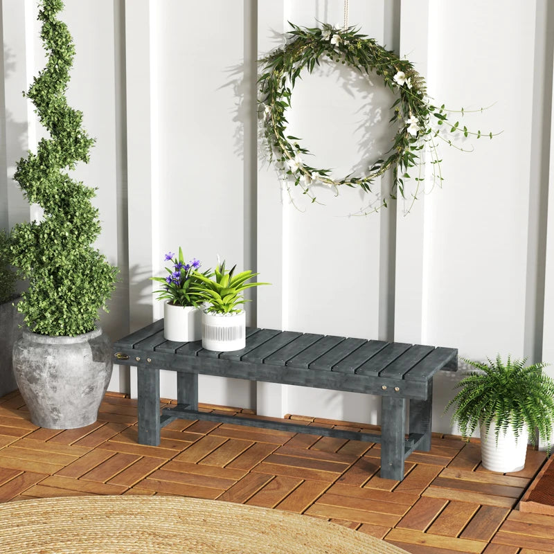Outdoor Garden Bench, Backless Patio Fir Wood Stool, Armless Loveseat, 43.25" x 15" x 13.75", Grey
