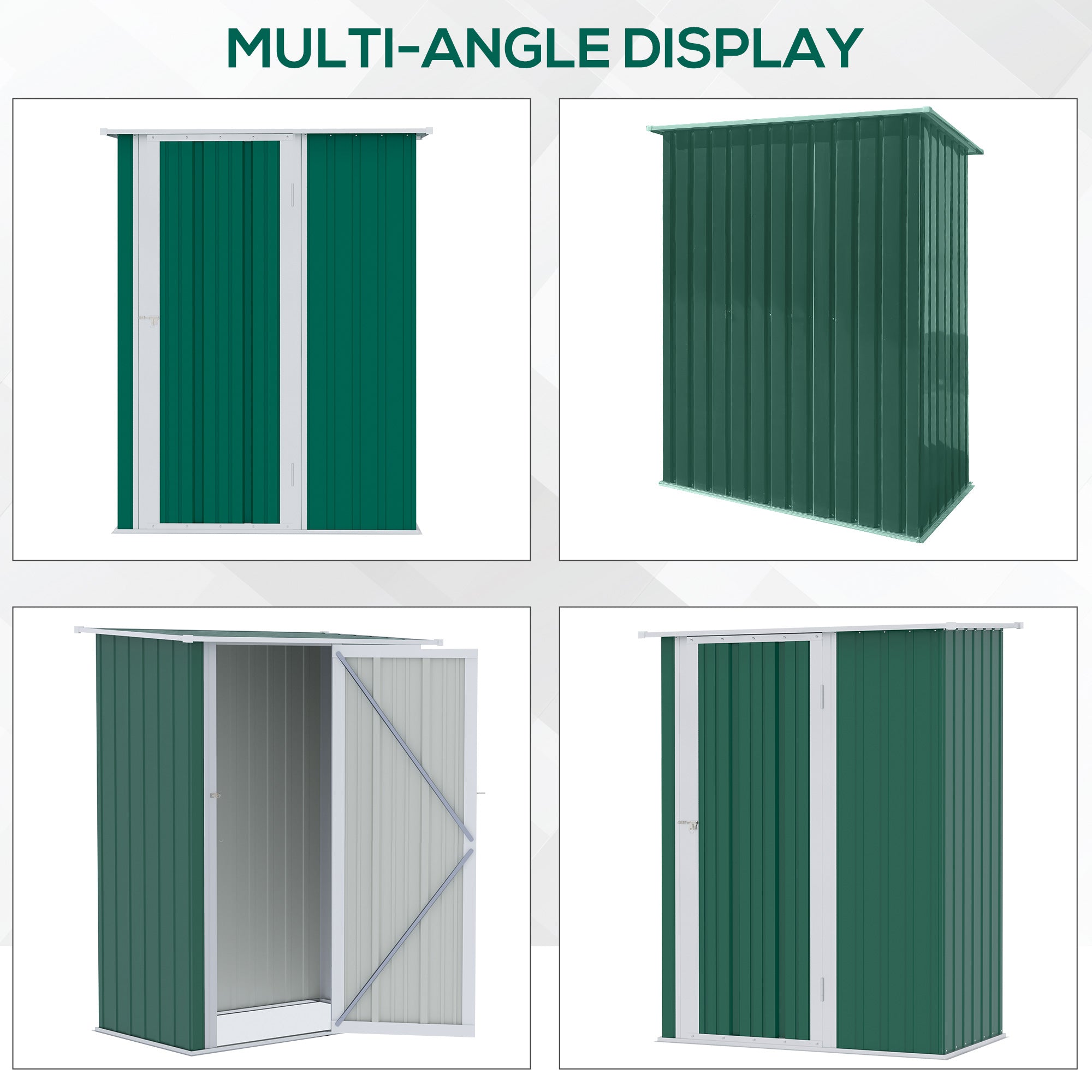 Outsunny Metal Outdoor Storage Shed 5x3 ft - Green, with Sloped Roof & Lockable Door for Tools and Bikes