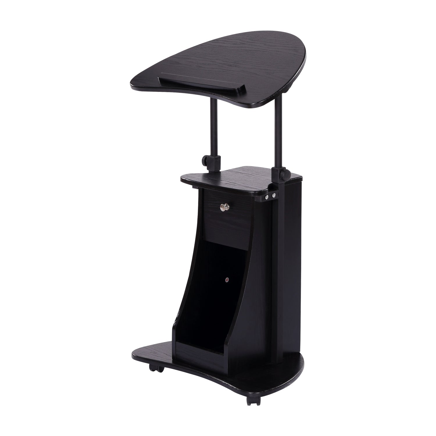 HOMCOM Deluxe Adjustable Rolling Laptop Cart Presentation Stand Black