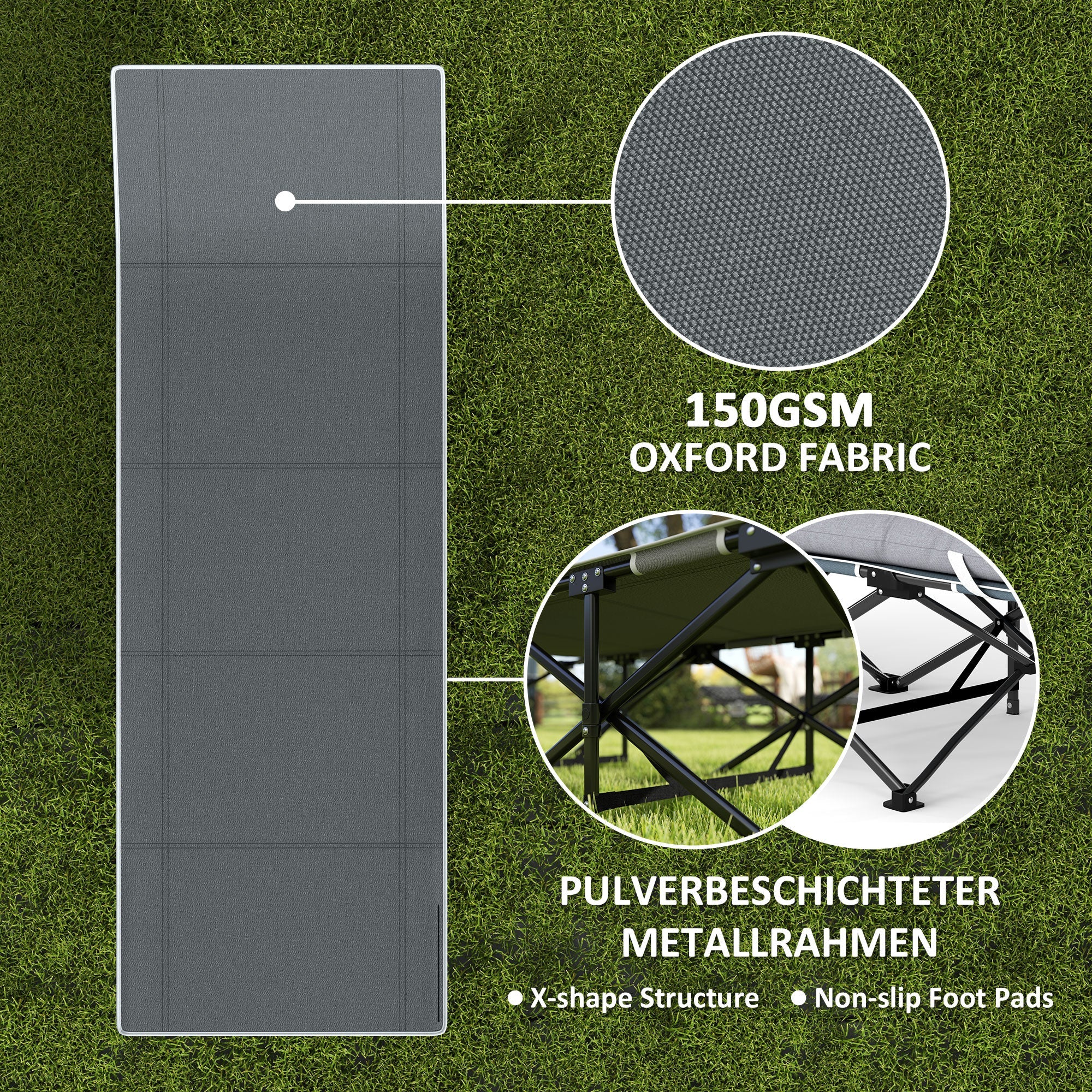 Outsunny 26.8" Wide Folding Bed, Camping Cot for Adults with Mattress, Carry Bag, Max Load 330 LBS, Dark Grey