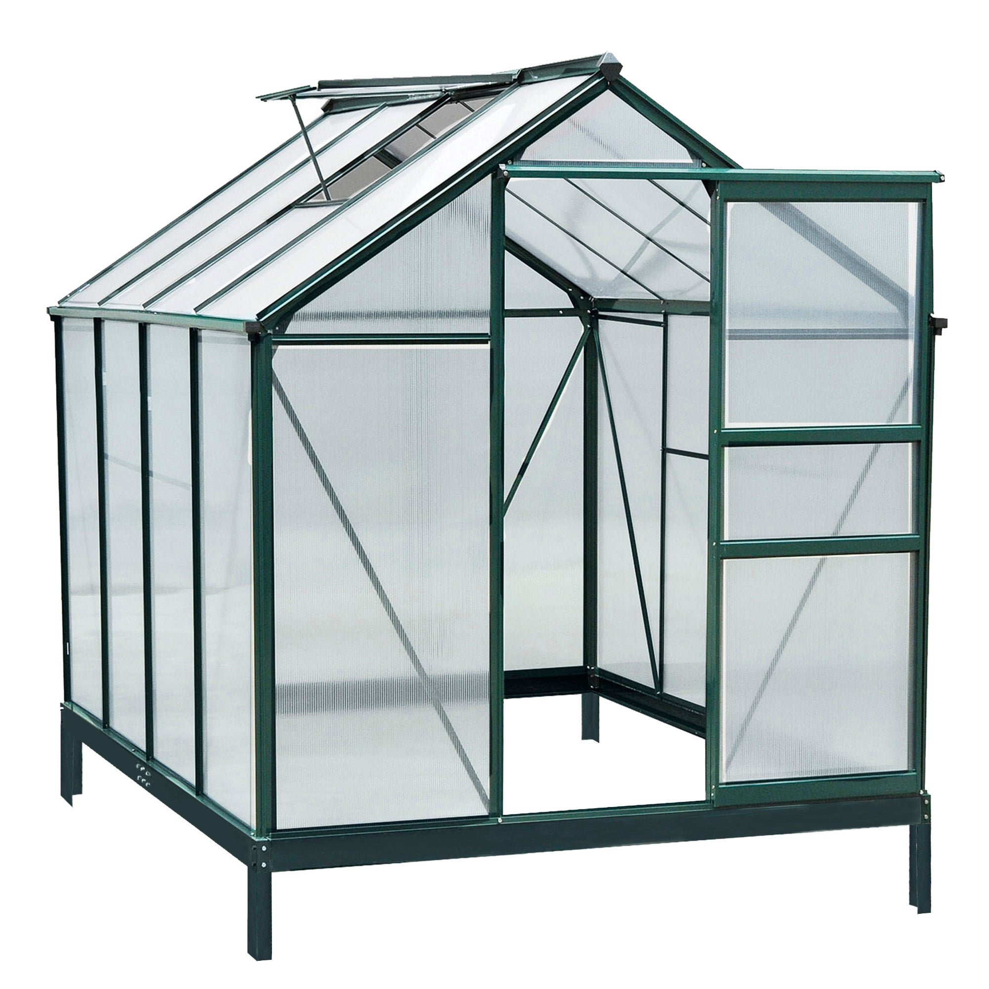 Outsunny 6'x8'x7' Walk-in Greenhouse Clear Polycarbonate Panels Plants Flower Growth Shed Outdoor Warm House