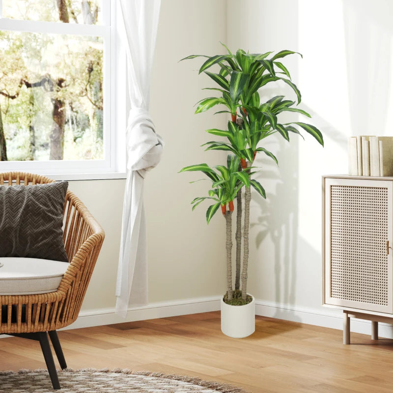 5FT Dracaena Fake Plant, Artificial Plant with Bendable Trunks for Home Office Decor, Green