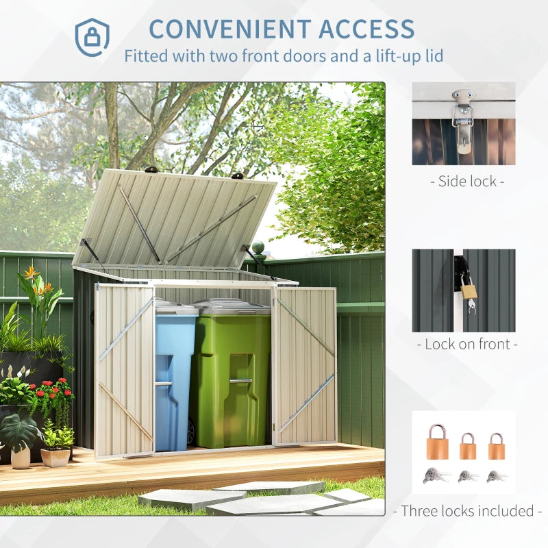 5ft x 3ft Outdoor Storage Shed, Garbage Bin Shed Organizer with Lockable Double Doors and Openable Lid