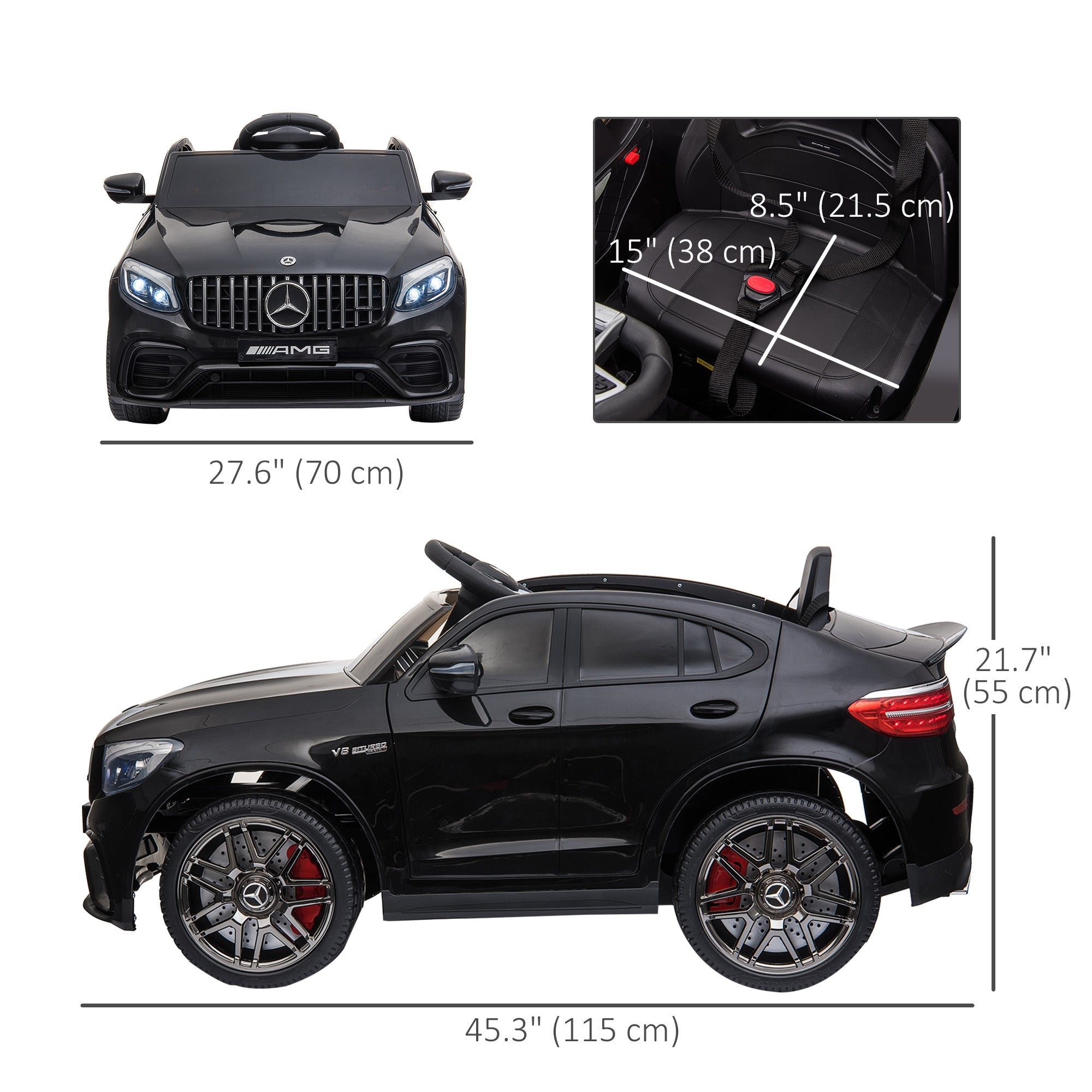 Aosom Licensed Ride-On Car: 12V Electric, Remote Control, Suspension Wheels, Black, Kids Powered Ride-On