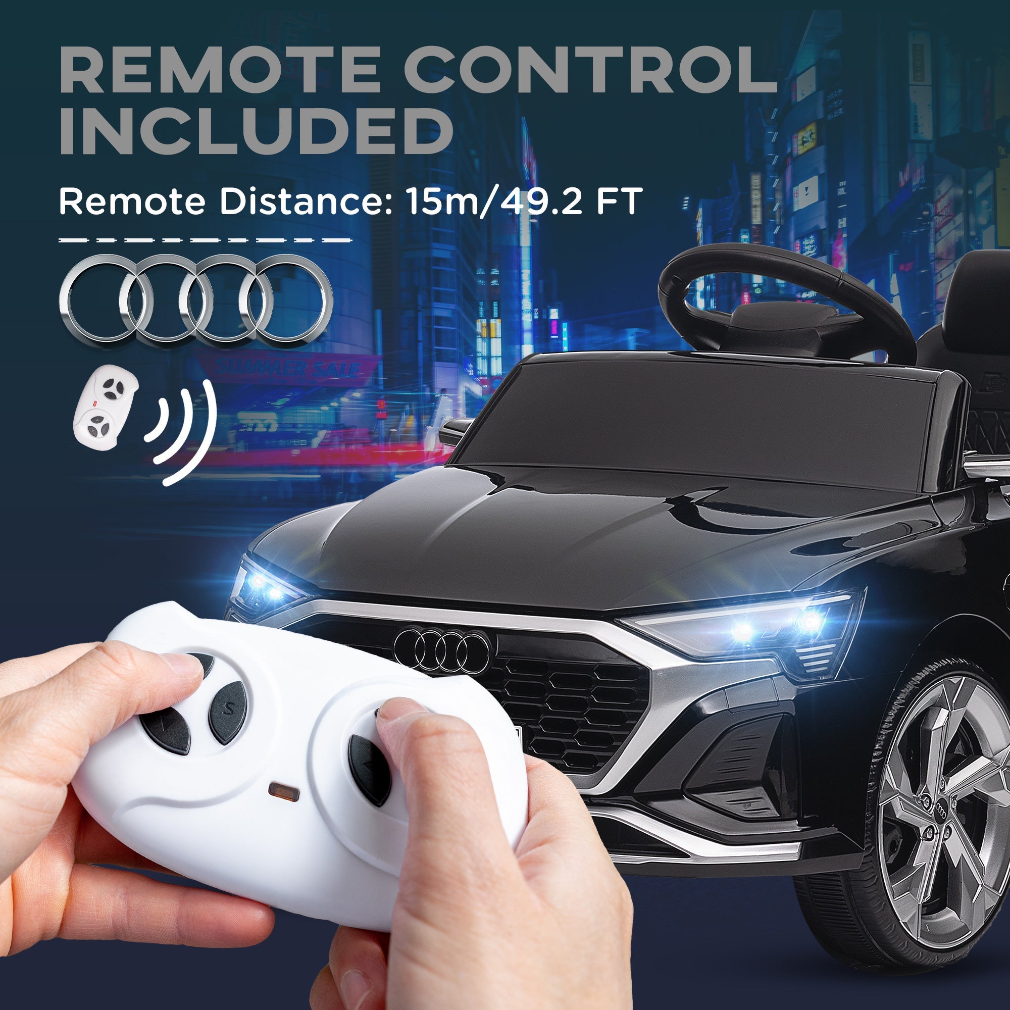 Qaba 12V Battery Powered Kids Electric Car, Audi Q8 etron Sportback Licensed Ride on Car w/ Remote Control, Black