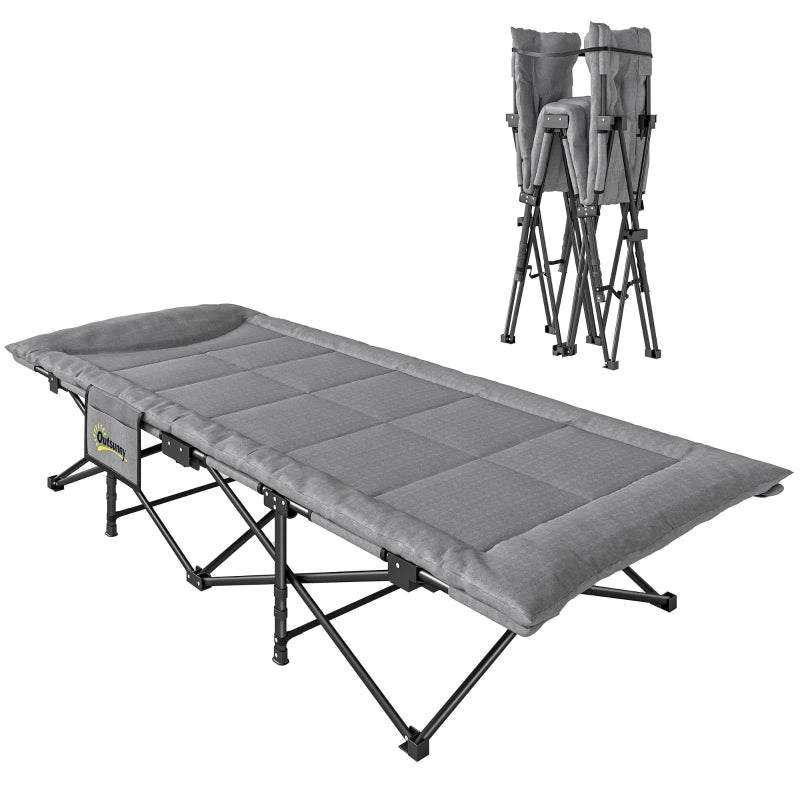 Camping Cot for Adults with Padded Cushion, 31.5" Wide Folding Bed with Carry Bag and Non-Slip Feet, Grey