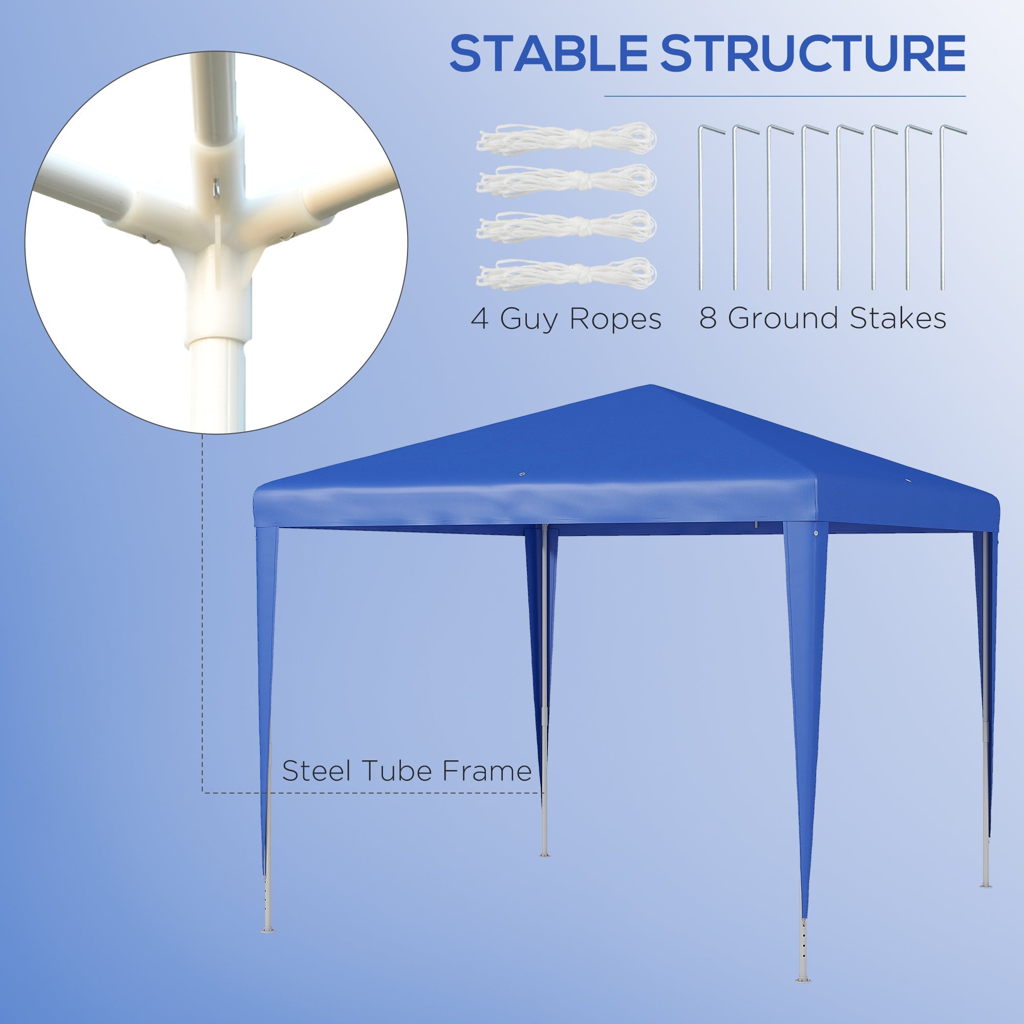 Outsunny 9' x 9' Portable Canopy Party Tent Gazebo Outdoor Sunshade for Weddings Parties with Dressed Legs, Blue