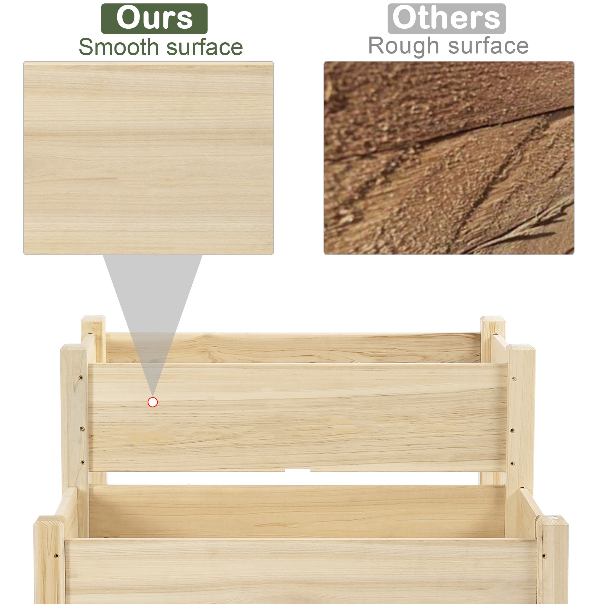 Outsunny 34"x34"x28" Wooden 2-Tier Raised Garden Bed Planter Box for Vegetables, Herbs, Flowers, Backyard, Patio, in Natural Wood