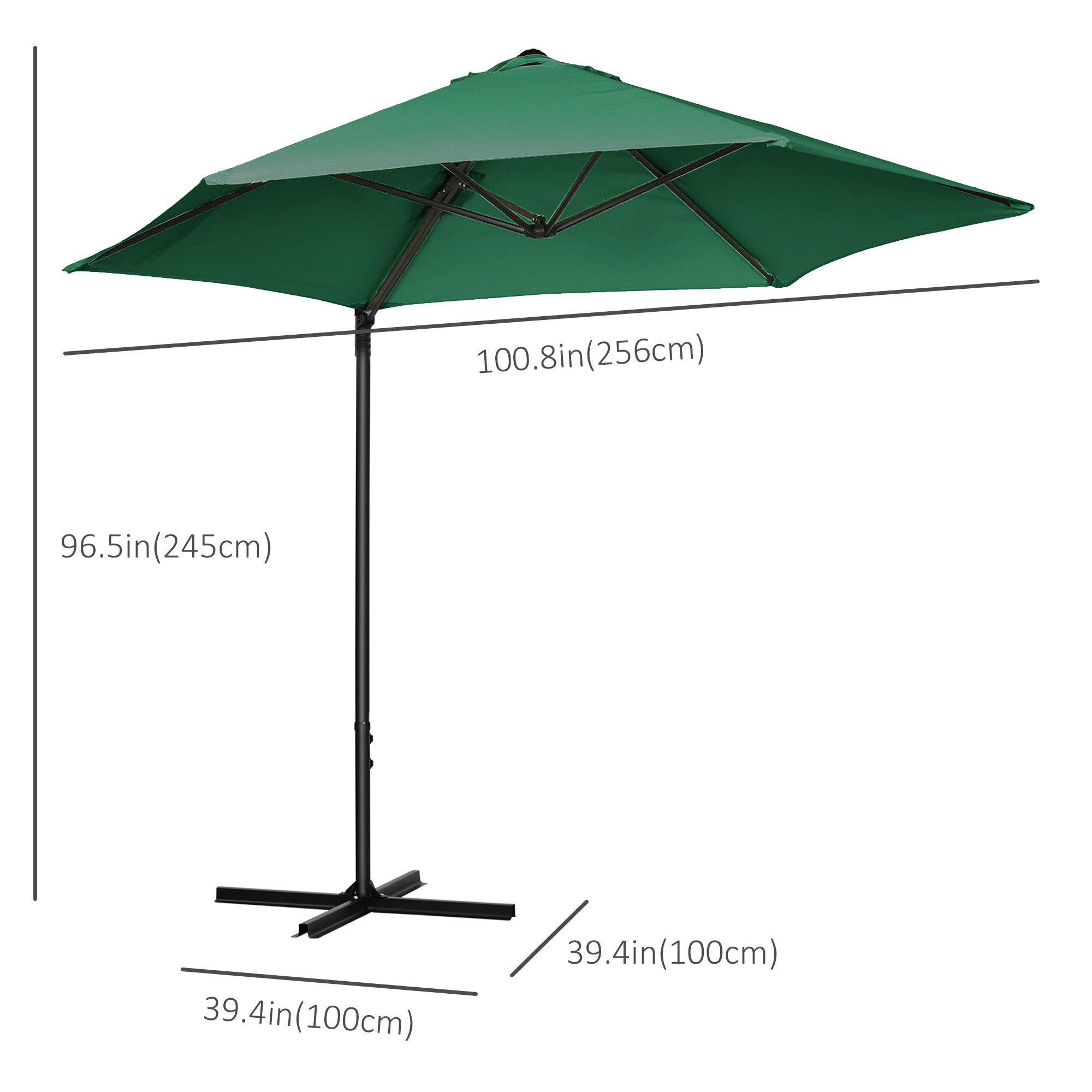 Outsunny Rotating Refuge: Offset Patio Umbrella 8.5FT with 360° Rotation, Cantilever Hanging Sun Shade Outdoor Shelter, Green Canopy