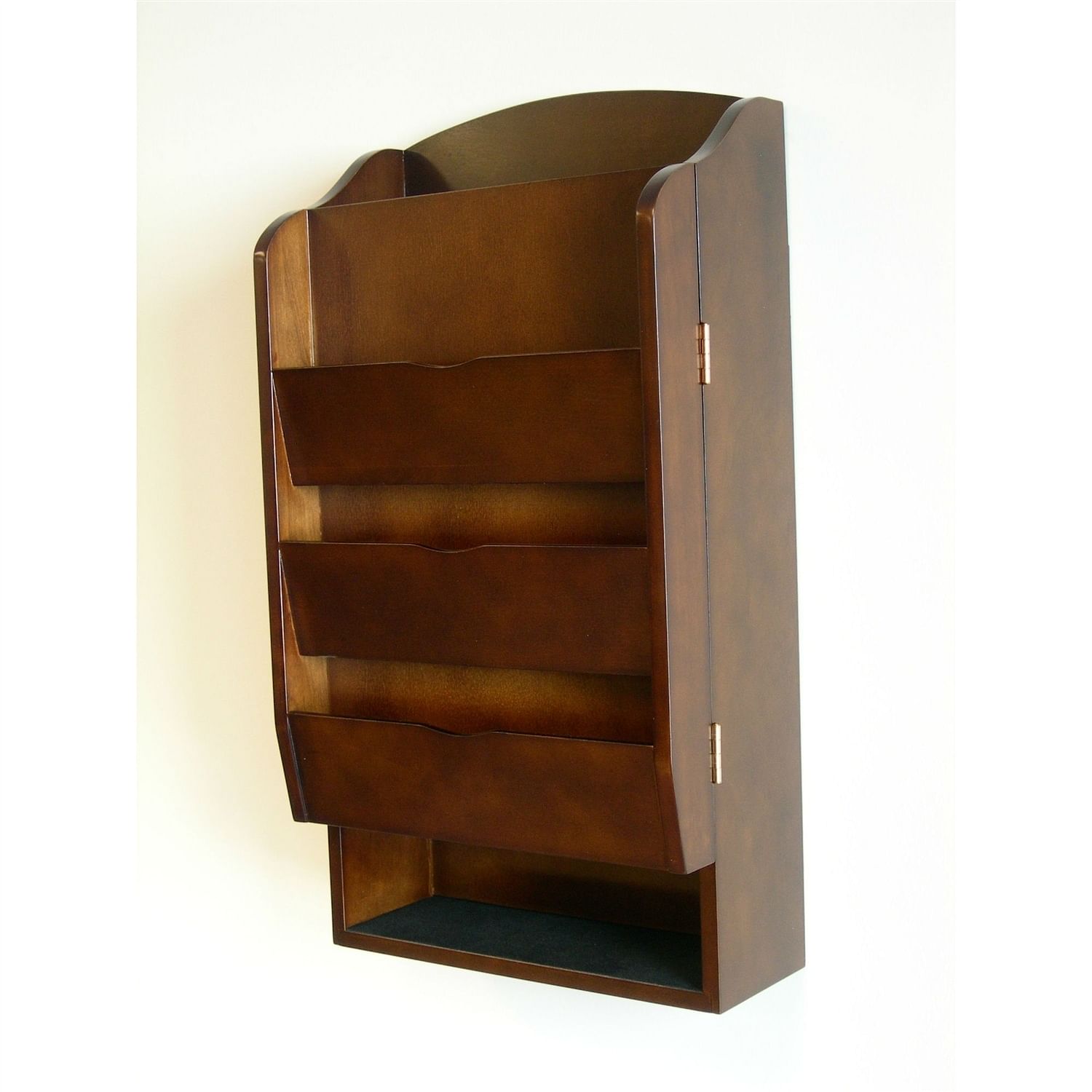 Door / Wall Mount Organizer Letter Holder Mail Sorter in Dark Walnut - Free Shipping