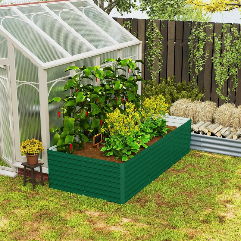 8' x 4' x 2' Raised Garden Bed, Galvanized Planter Box for Growing Flowers, Herbs and Vegetables, Green