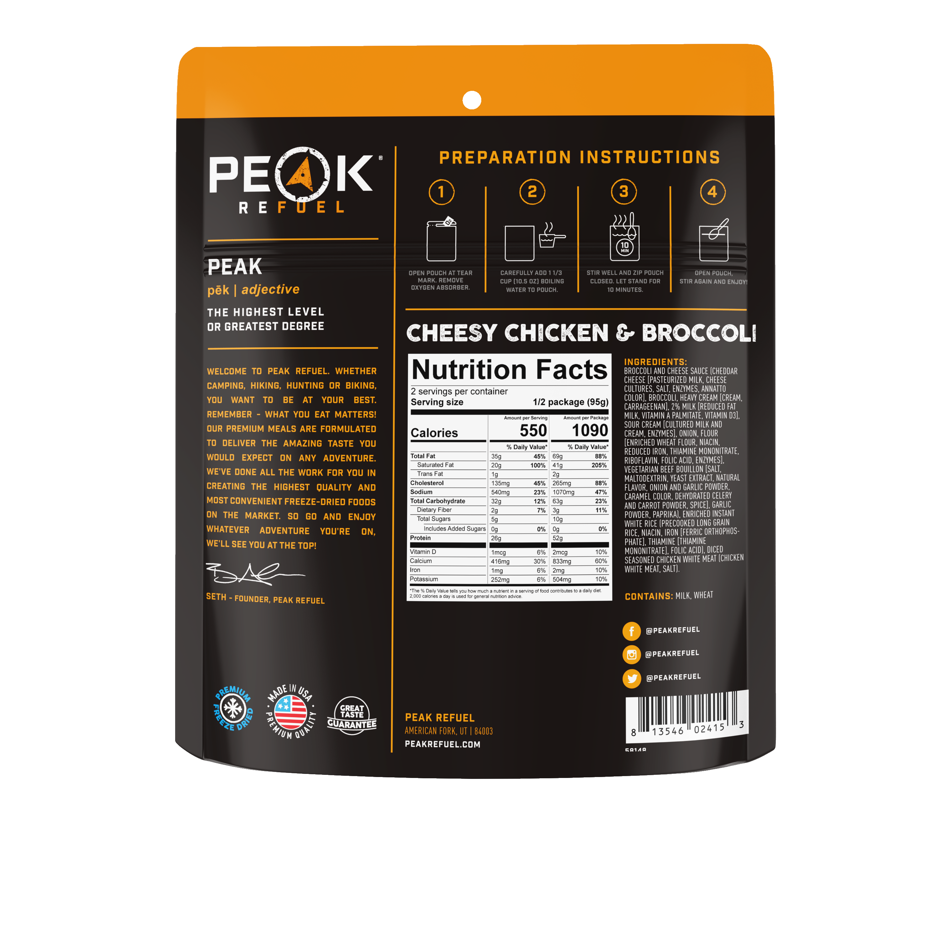 Peak Refuel Cheesy Chicken & Broccoli