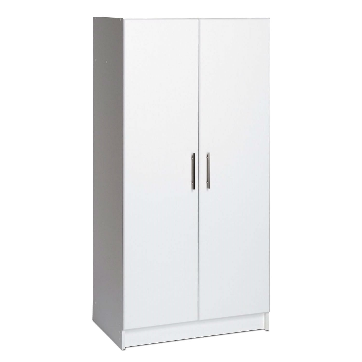White 2-Door Wardrobe Cabinet with Hanging Rail and Storage Shelf - Free Shipping