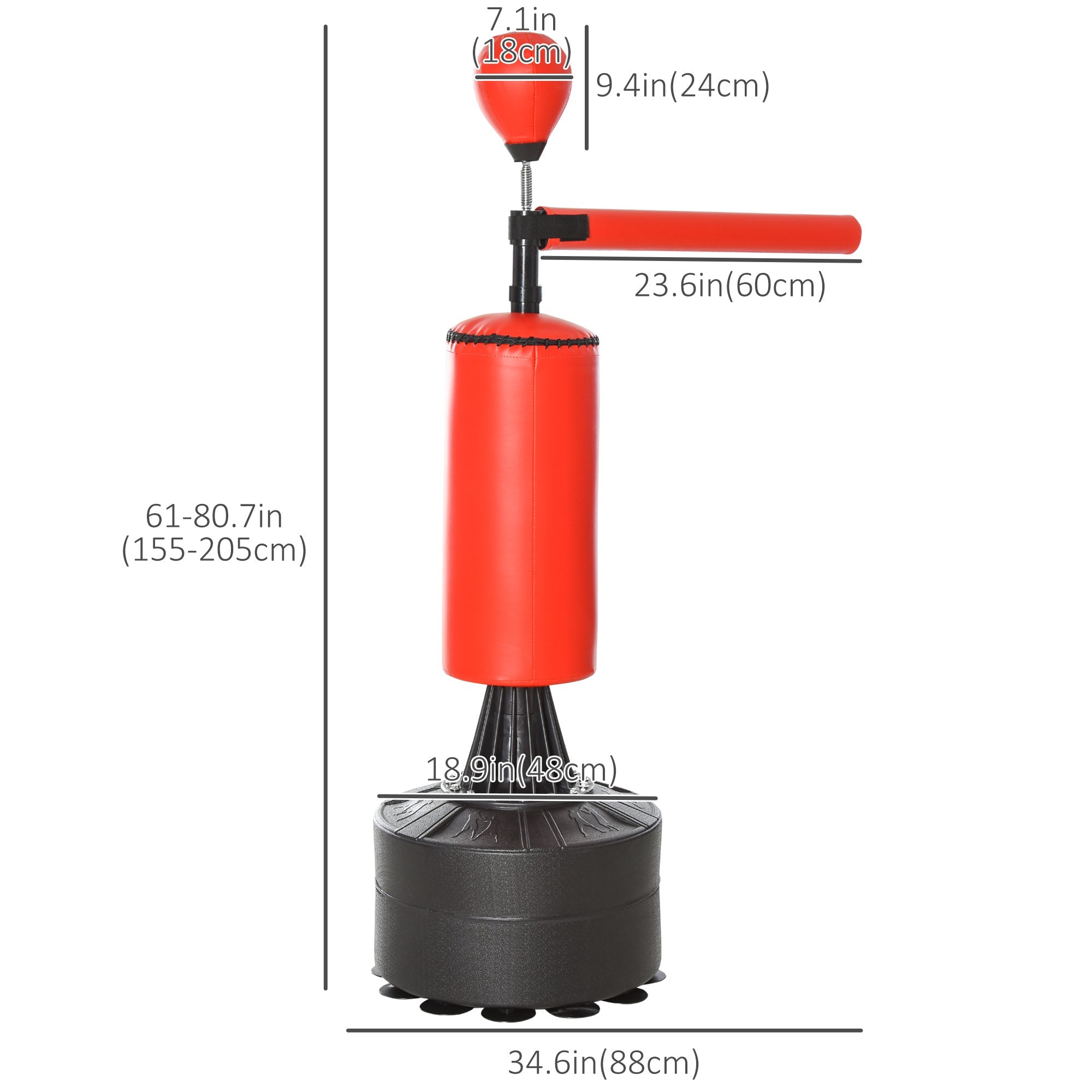 Soozier Freestanding Boxing Punch Bag Stand with Rotating Flexible Arm, Speed Ball, Waterable & Sandable Base