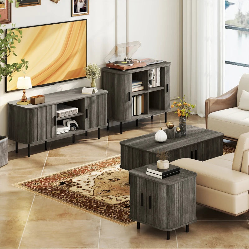 TV Stand Cabinet for TVs up to 55 Inches, TV Unit with Storage Shelves and Cabinets for Living Room, Grey
