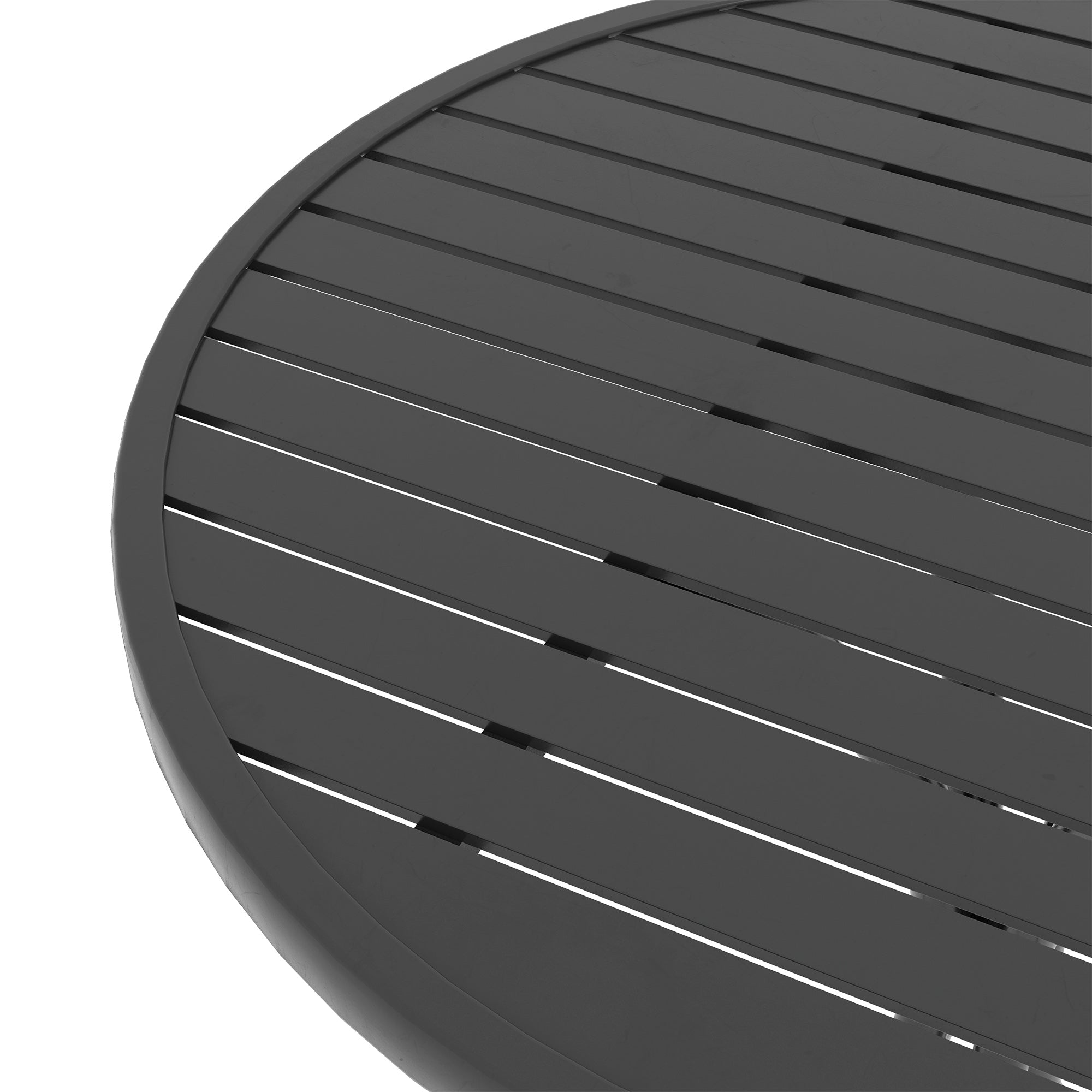 Outsunny 26" Round Outdoor Side Table with Steel Frame Slat Tabletop Patio Garden Balcony Furniture Black