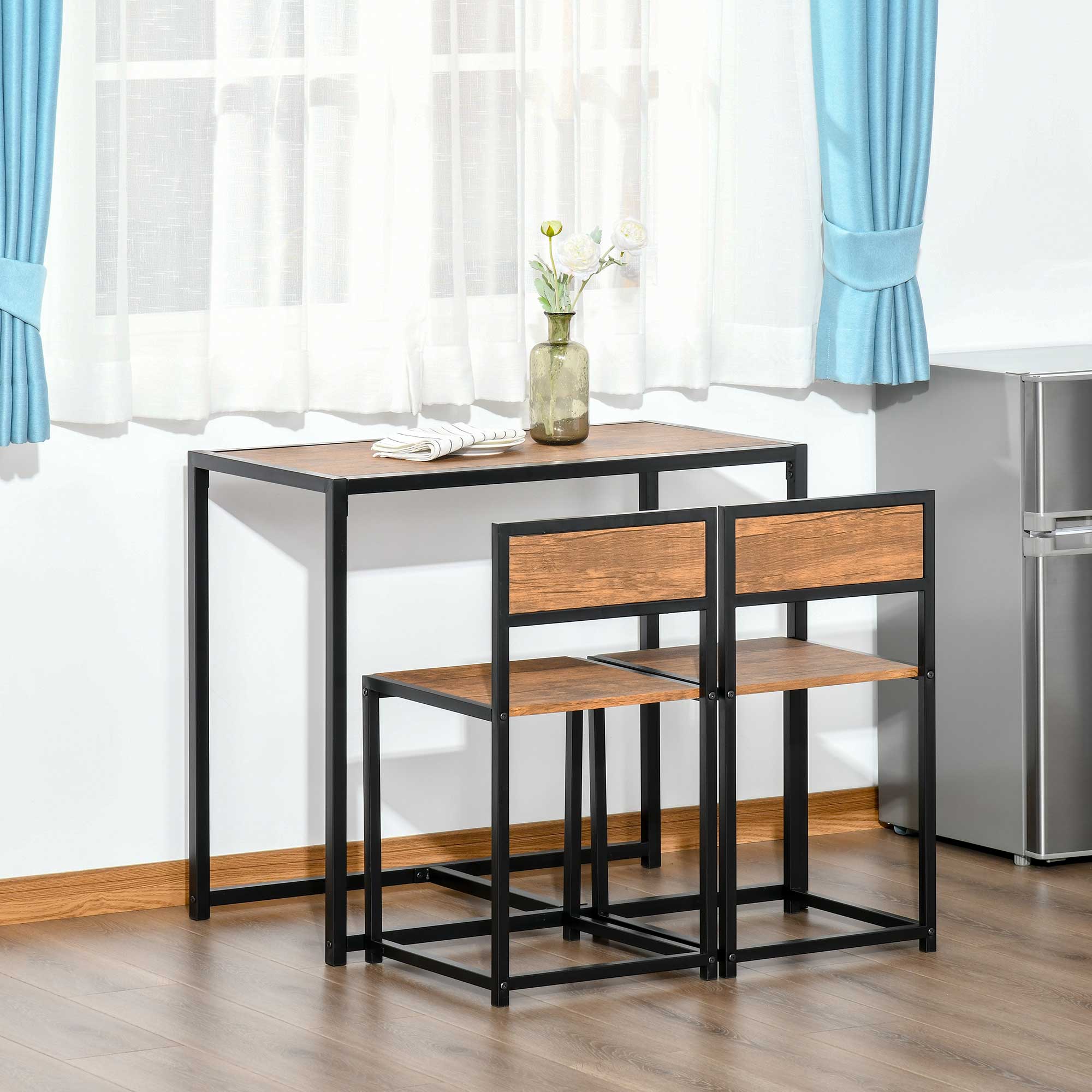 HOMCOM Cozy Dining Duo: 2-Person Industrial Kitchen Table and Chairs Set for Small Spaces, Dining Room Furniture
