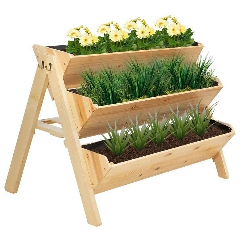3-Tier A Frame Fir Wood 3 Elevated Planter Box Raised Garden Bed - Free Shipping
