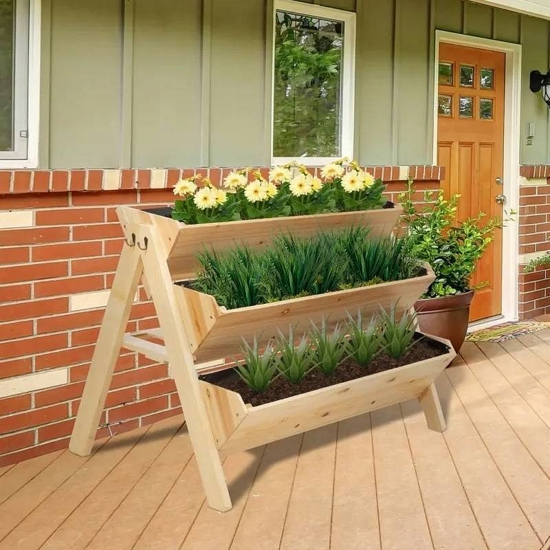 3-Tier A Frame Fir Wood 3 Elevated Planter Box Raised Garden Bed - Free Shipping