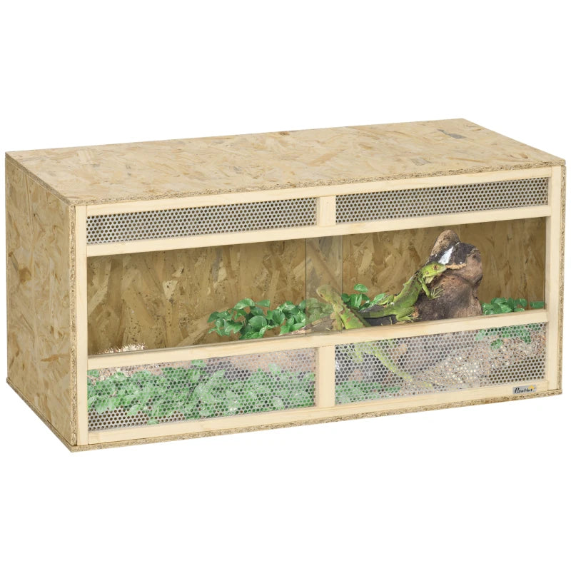 Reptile Terrarium, 58 Gallon Reptile Tank with Sliding Doors, Breathable Mesh for Bearded Dragon, Lizards, Snake