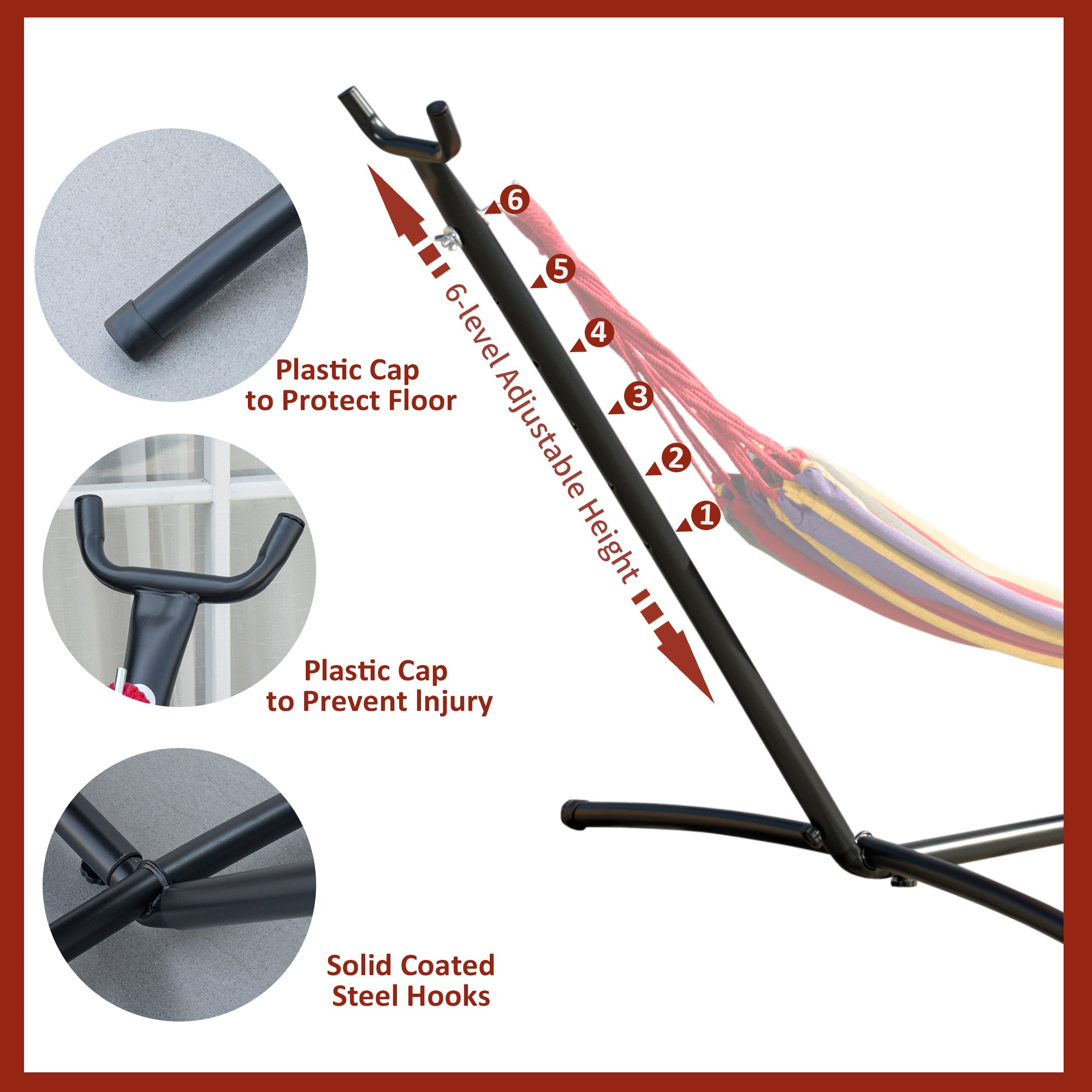 Outsunny 9.2ft Heavy Duty Adjustable Hammock Stand, Universal Metal Frame for Outdoor Relaxation, Black