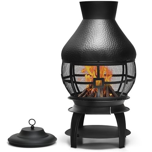 Black Rustic Iron Wood Burning Chiminea Fire Pit - Free Shipping