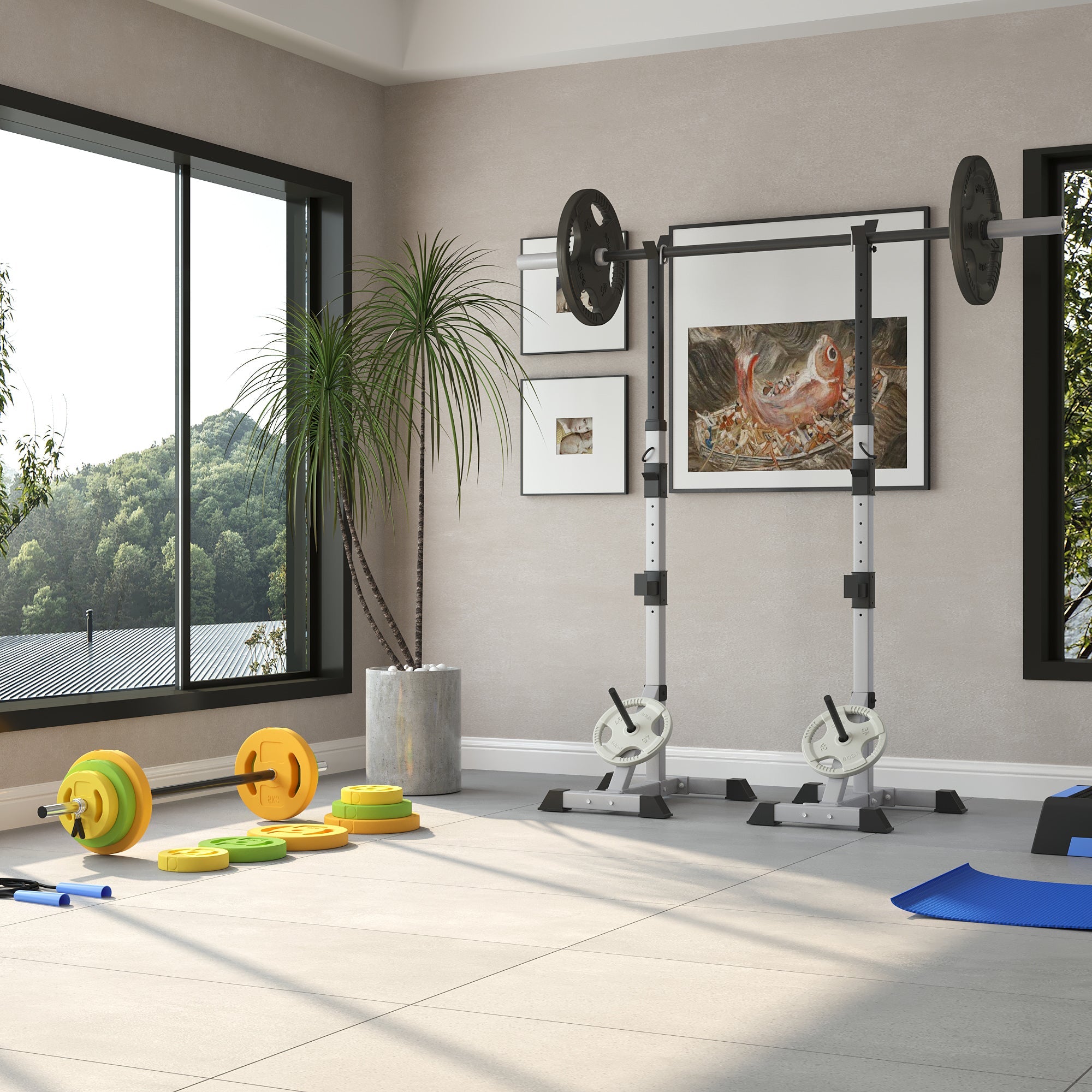 Soozier 44lbs Adjustable Barbell Weight Set Non-Slip Handle for Home Gym Weightlifting Fitness Equipment