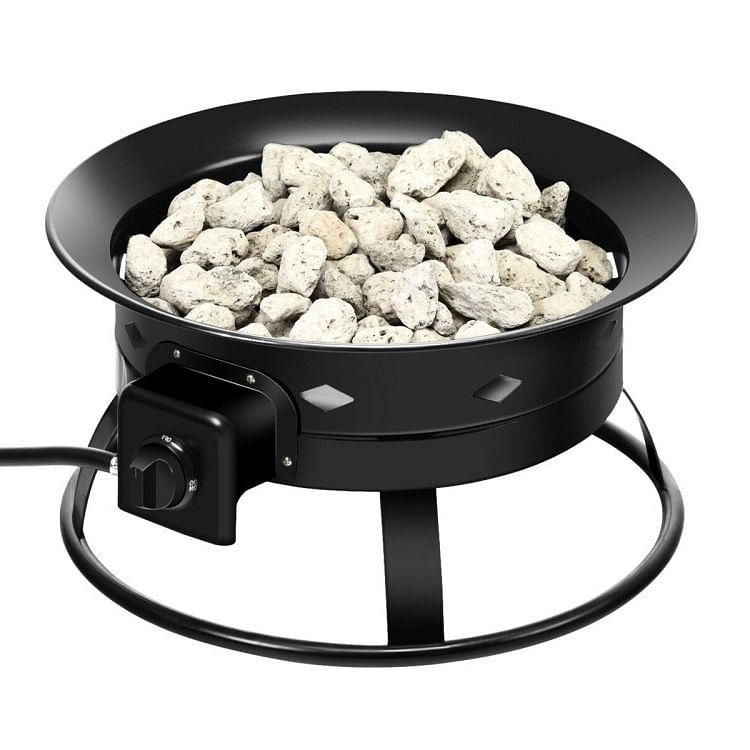 Portable Outdoor Black Metal Propane Fire Pit with Cover and Carry Kit - Free Shipping