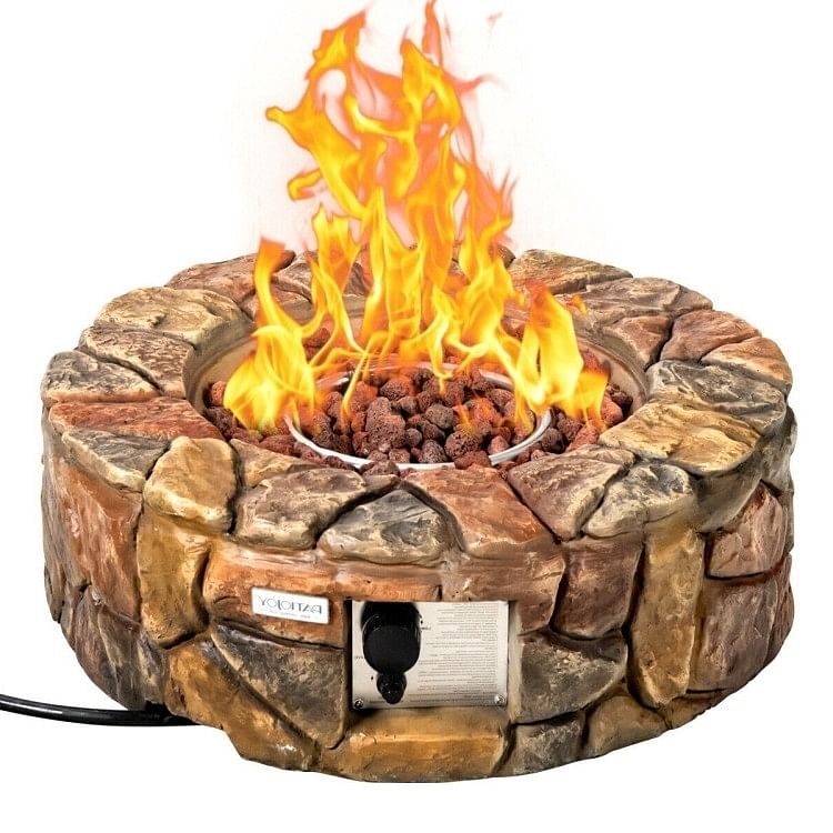 40,000 BTU Outdoor Circle Stone Gas Propane Fire Pit - Free Shipping