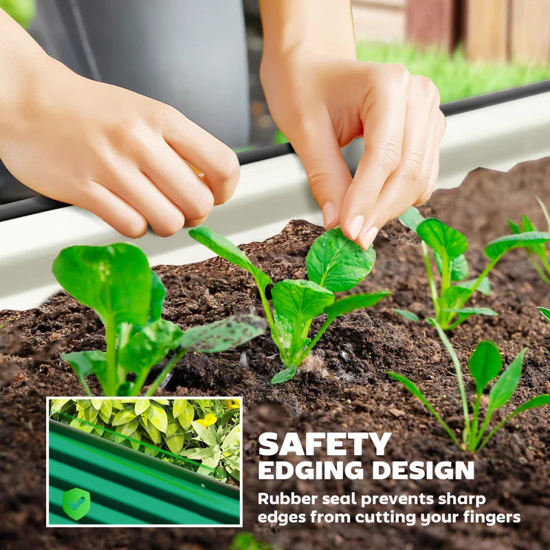 5' x 3' x 1' Large Outdoor Planter Box, Galvanized Raised Garden Bed with Metal Plant Stake, Green