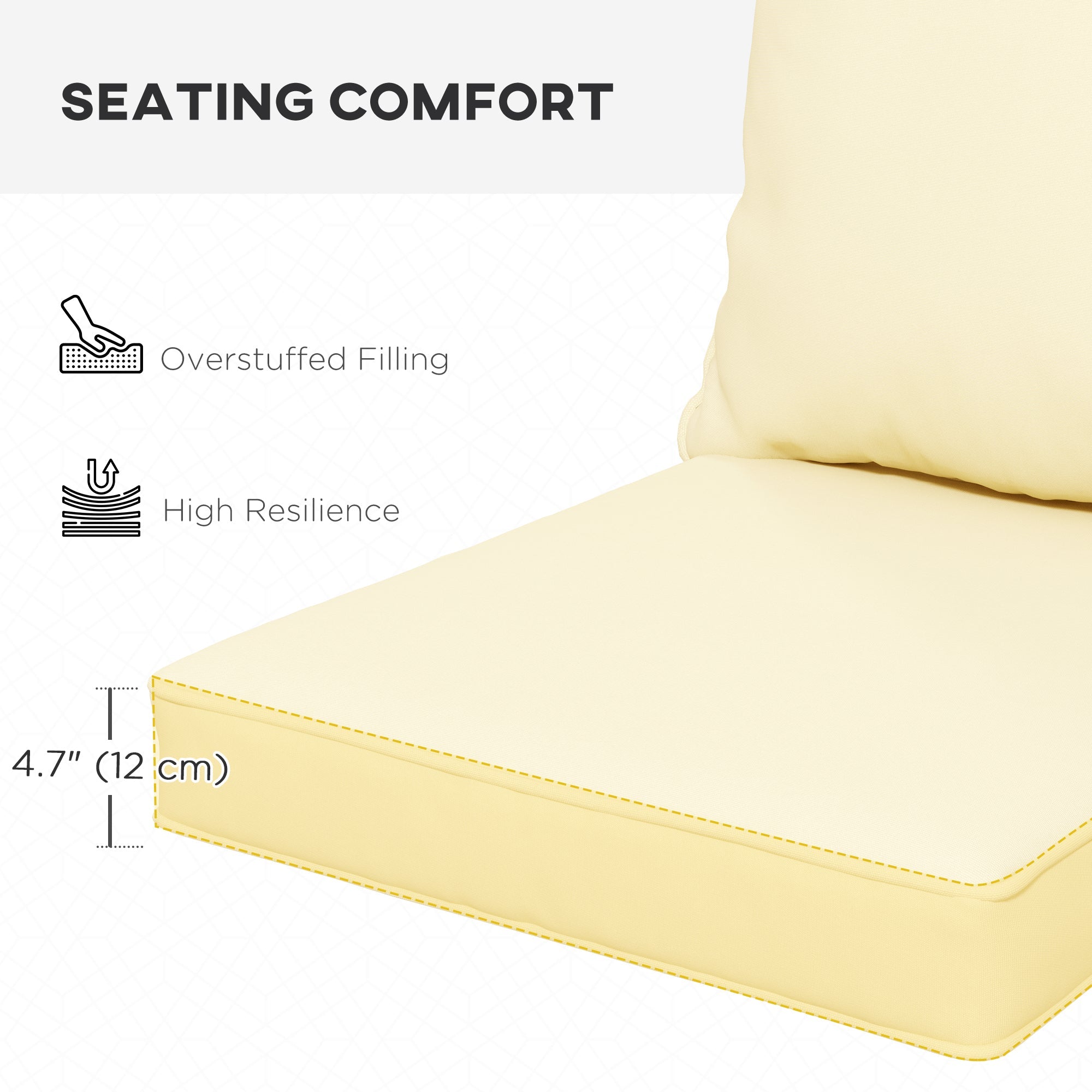 Outsunny Replacement Cushions 4-Piece Set for Patio Chairs Indoor Outdoor Seat and Back Pillows Cream White