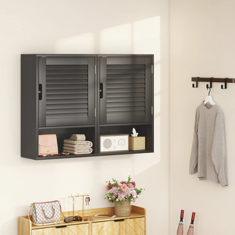 Bathroom Cabinet, Wall Mounted Storage Cabinet with Adjustable Shelves, 40 x 20 x 60 cm, Black