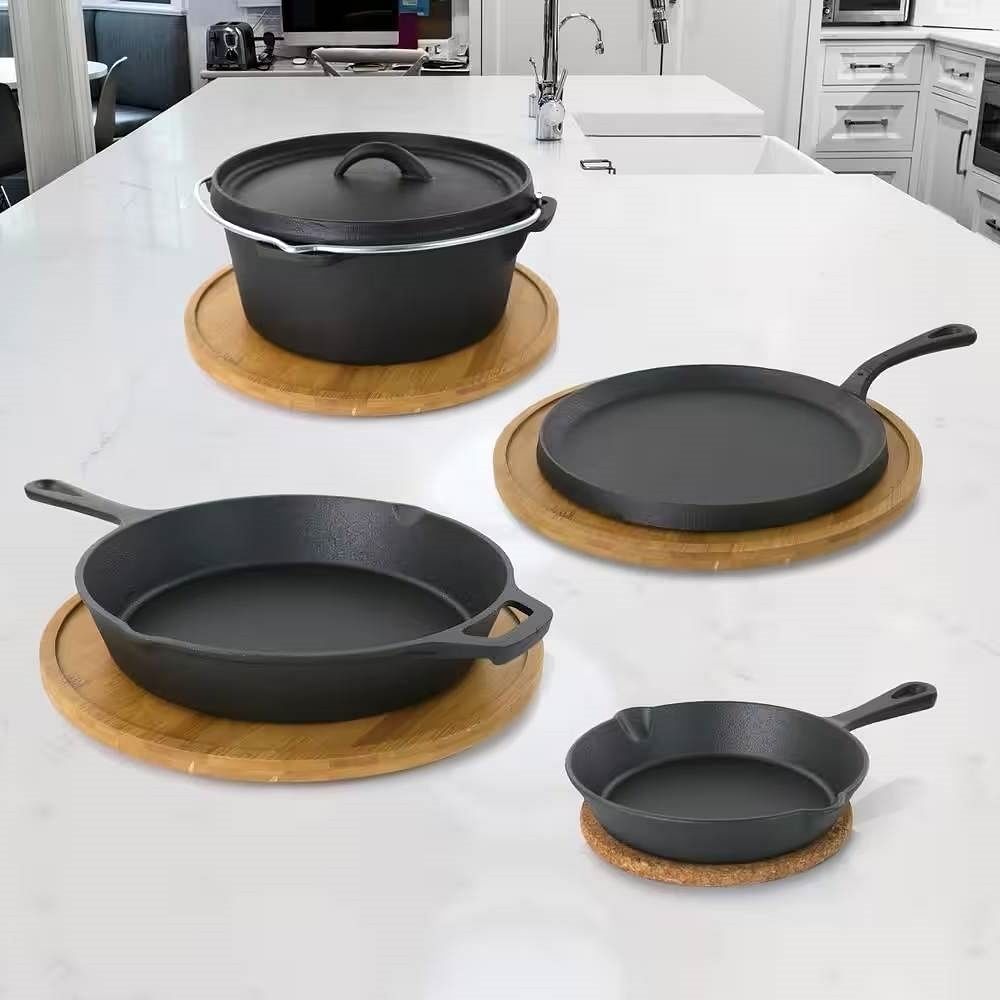 5-Piece Cast Iron Cookware Set with Dutch Oven Griddle and 2 Skillets - Free Shipping