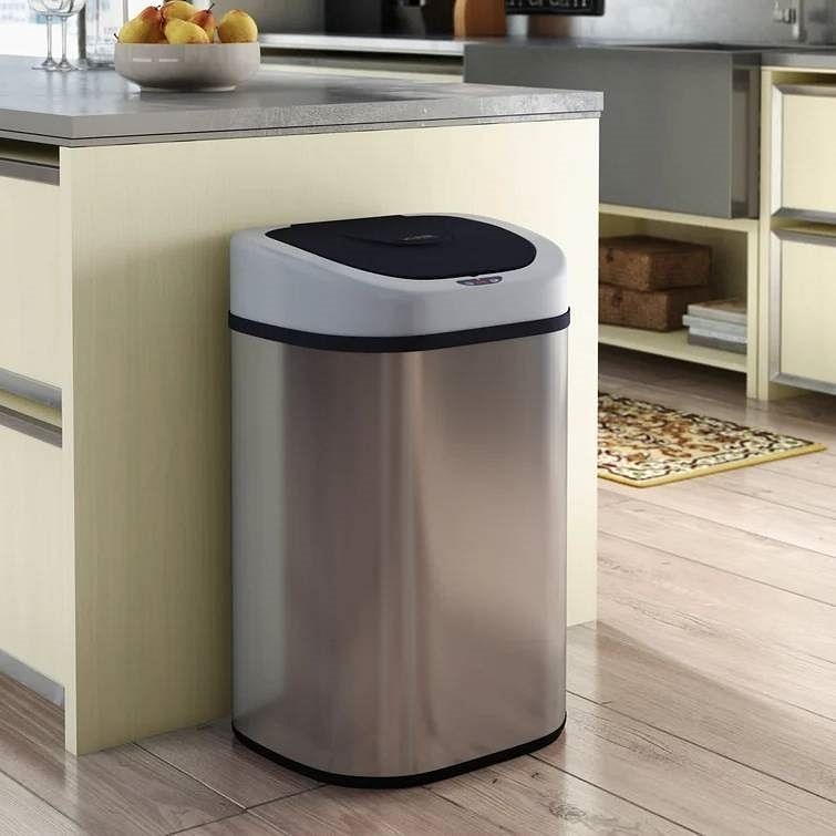 Stainless Steel 21-Gallon Kitchen Trash Can with Motion Sensor Lid - Free Shipping