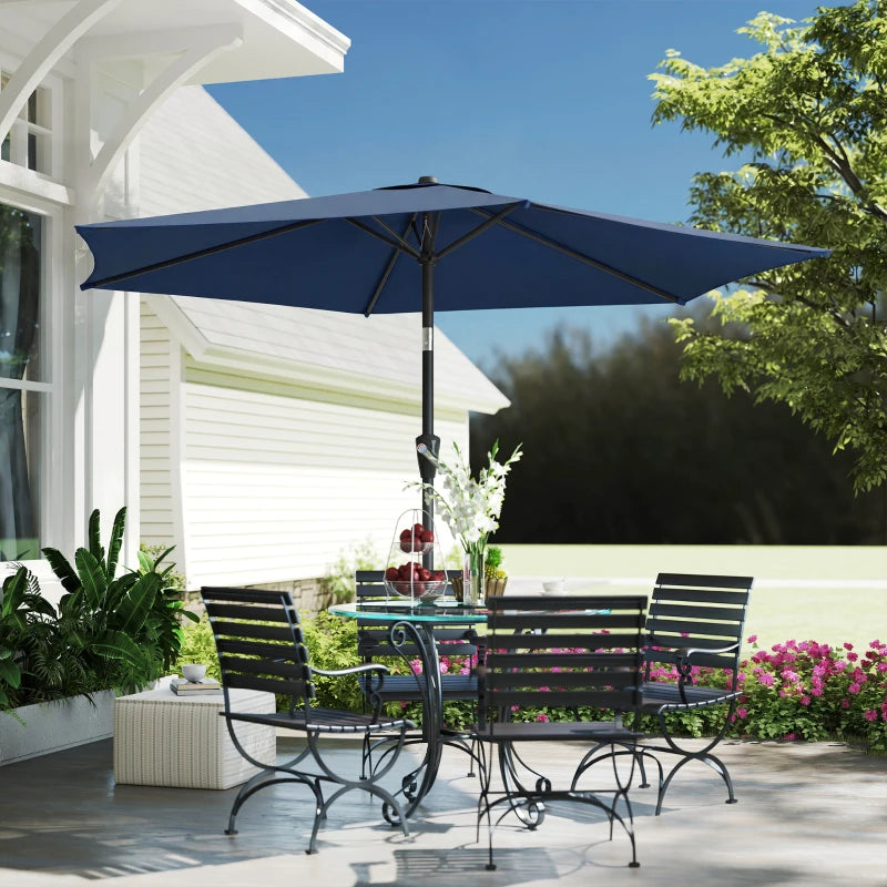 9FT Patio Umbrella, Outdoor Table Patio Umbrellith Tilt, Crank, 6 Ribs, UV Protection for Garden, Lawn, Deck, Backyard