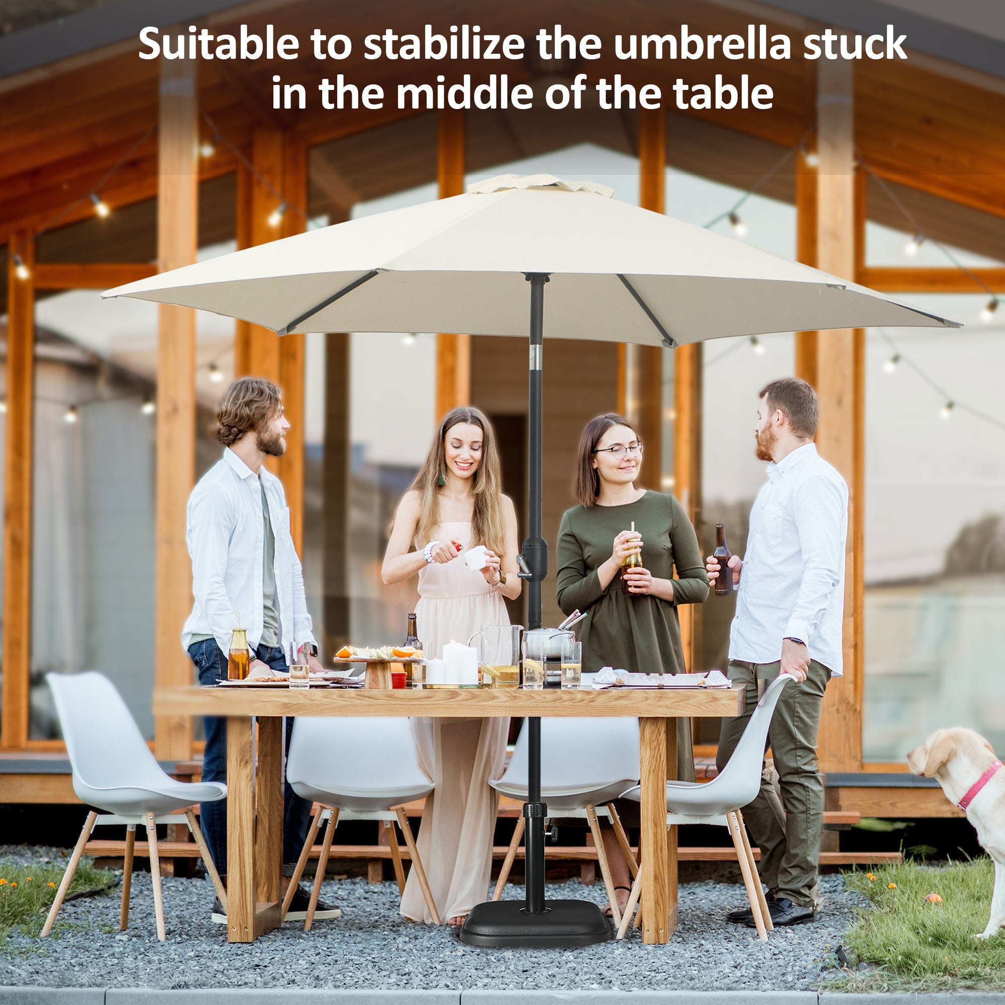 Outsunny 24lb Concrete Patio Umbrella Base: Heavy Duty Outdoor Market Table Stand Black