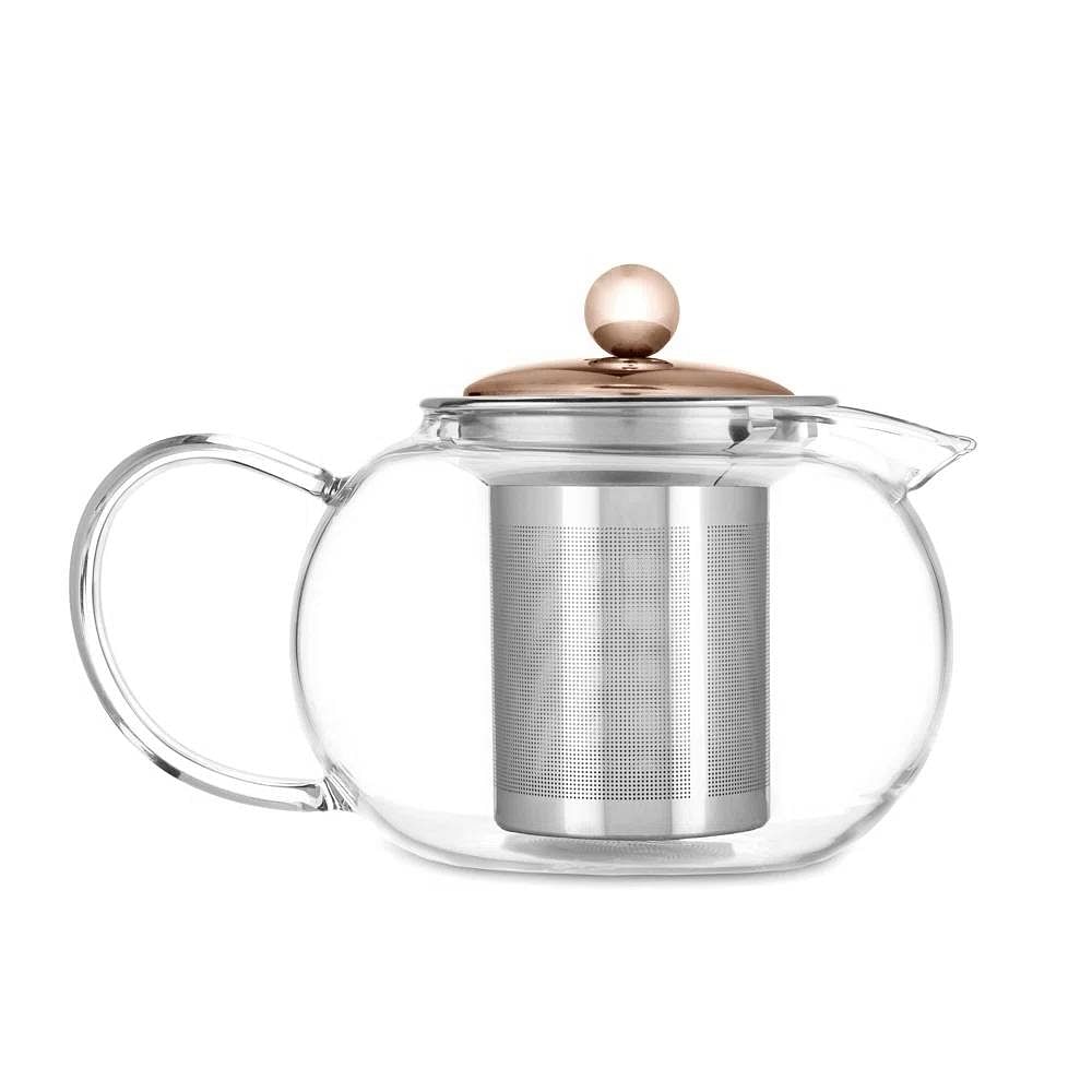 28 oz Glass Teapot with Removeable Rose Gold Stainless Steel Infuser - Free Shipping