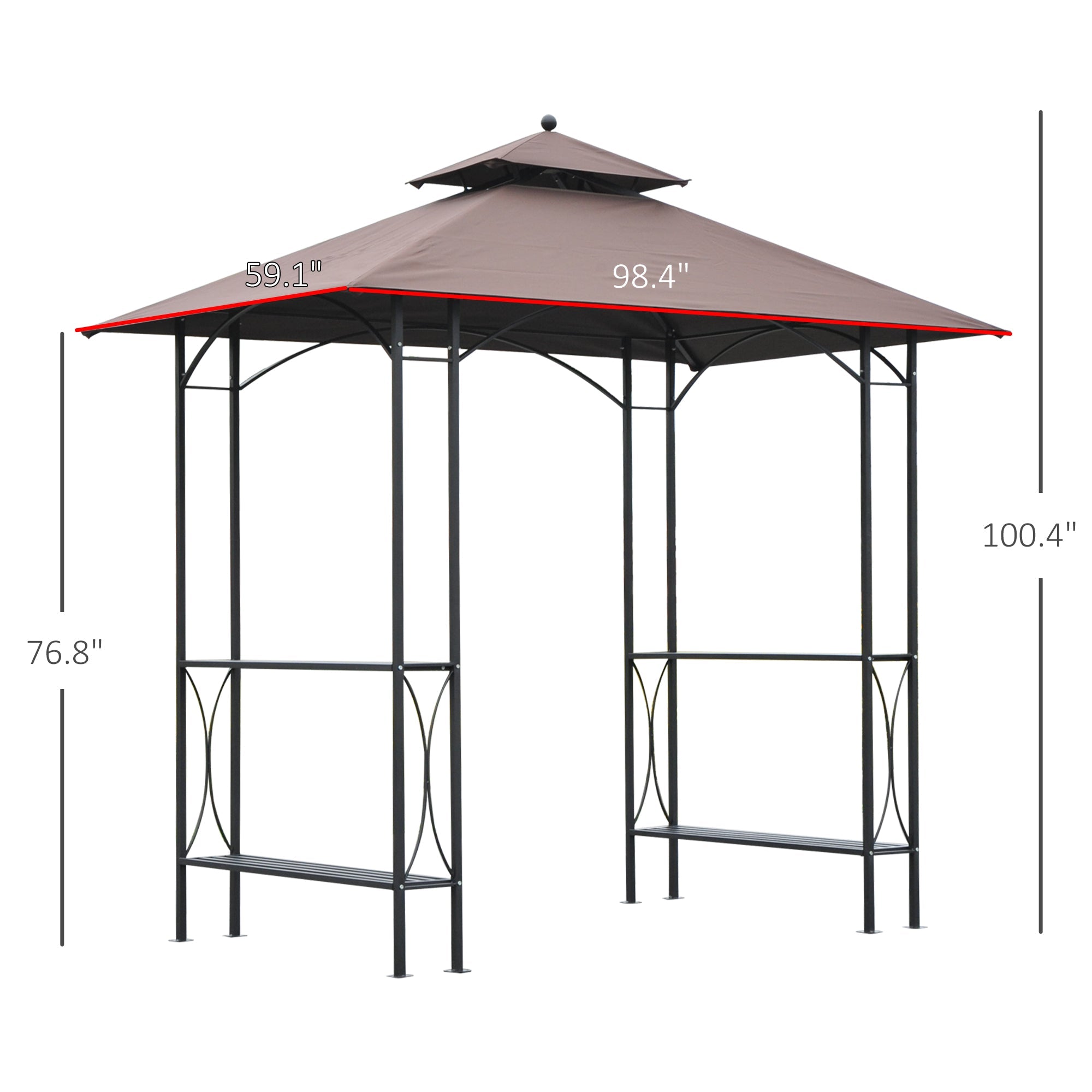 Outsunny BBQ Gazebo Tent 8x5ft Outdoor Grill Canopy Garden Sun Shade with Shelf