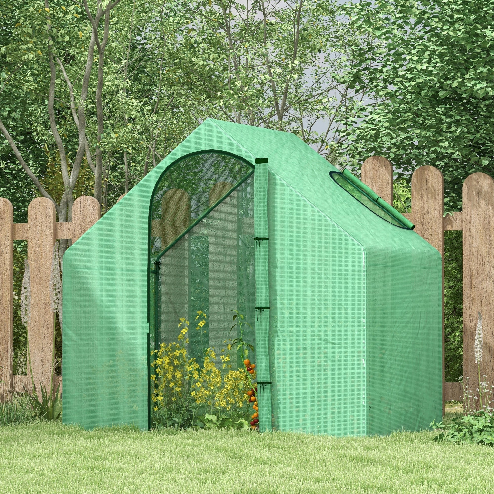 Outsunny Garden Grow Enclosure: 6x3.3x5.5ft Portable Mini Flower Plant Growing Green PVC Tunnel Outdoor Warm House