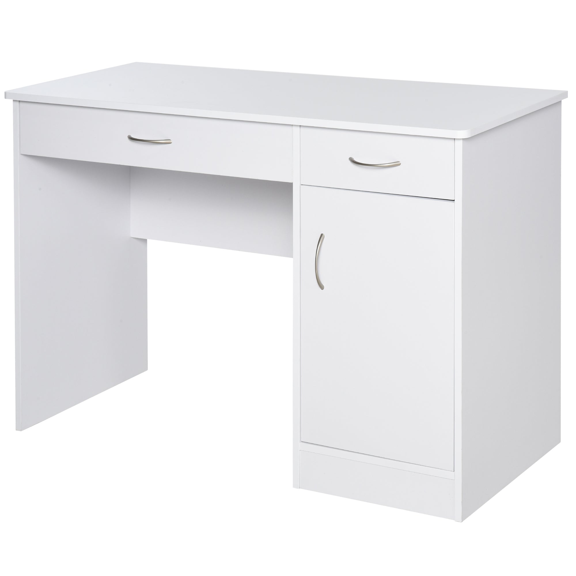 HOMCOM White Writing Desk with Drawers & Locker for Home Office Study Workstation Table