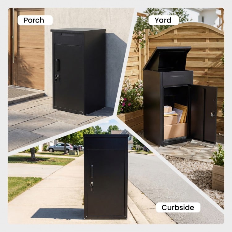 Package Delivery Box with Anti-Theft Board and Lockable Door-Black