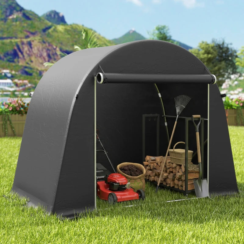8' x 4' Portable Shed, Waterproof Bike Tent with Roll-up Zipper Door and Galvanised Metal Frame for Bike, Garden Tools