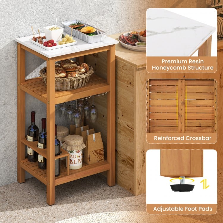 Patio Acacia Wood Storage Cabinet Patio Buffet Cabinet Bar Table